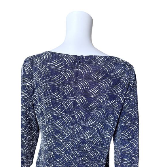 JH EVENINGS Womens Size 14 Blue White Silver Glitter Long Sleeve Shift Dress - Picture 6 of 8